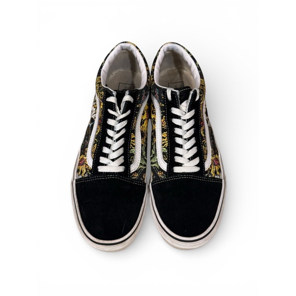 Vans Old Skool Skull Floral Print Black Suede Men's 10.5 Women's 12 - Picture 7 of 8